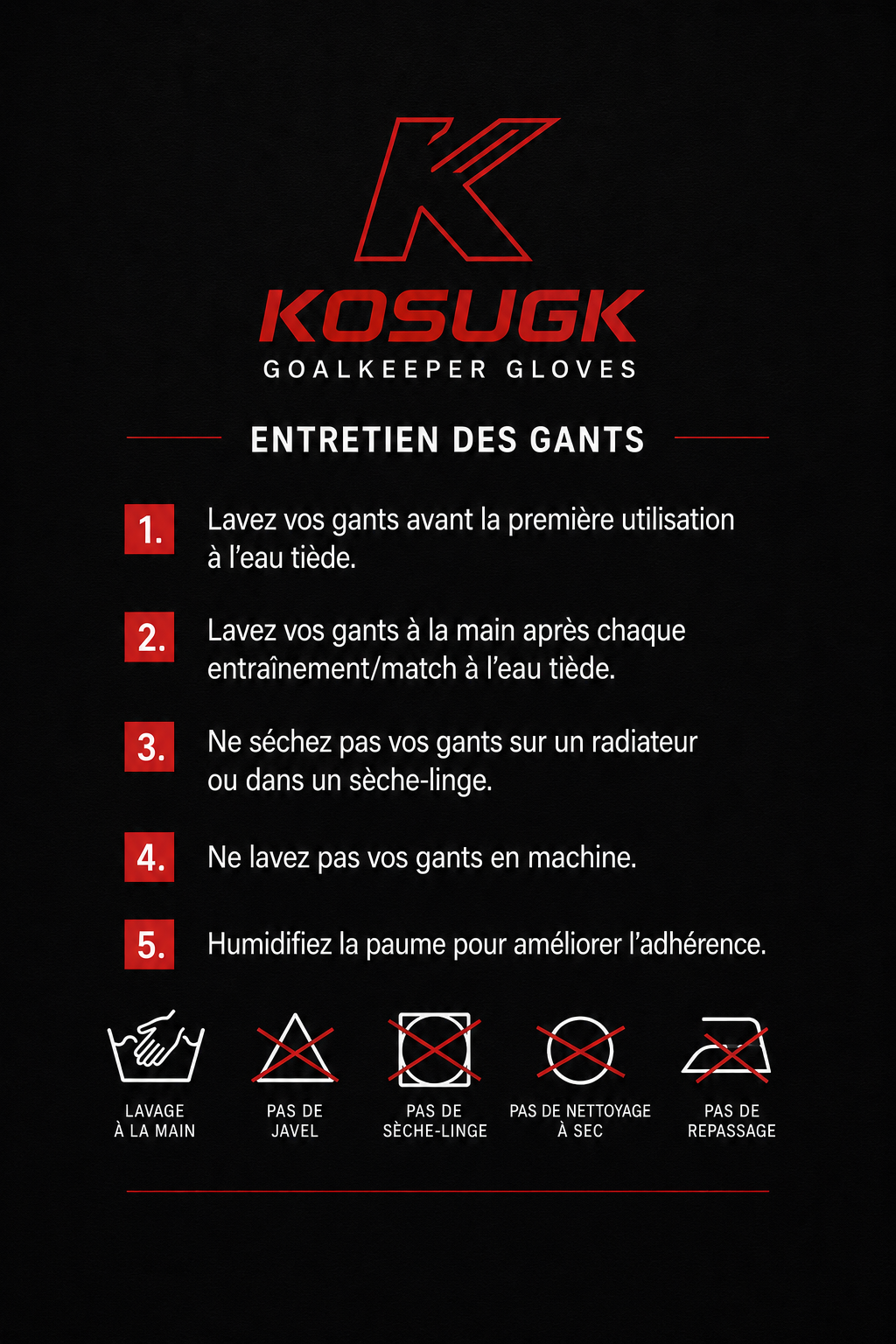 Guide KOSUGK pour l’entretien des gants de gardien